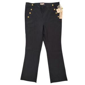 NWT Nanette Bootcut Sailor Ponte Pants Black Gold Buttons Women's Size Large